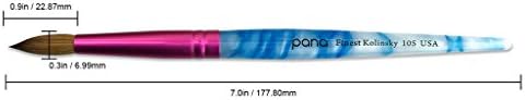 Size 10 Kolinsky nail brush with white and blue swirl handle