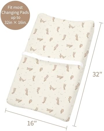 Meowcards neutral beige cotton baby changing table sheet close up texture