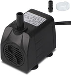 Alizzy 570 Liters Per Hour small fountain pump showing the adjustable slide cover for flow control.