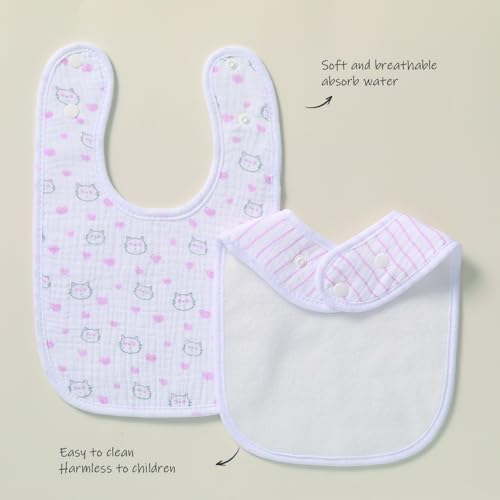 Soft absorbent muslin bibs for baby boys and girls