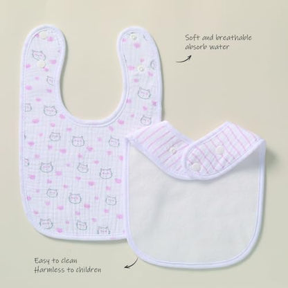 Soft absorbent muslin bibs for baby boys and girls