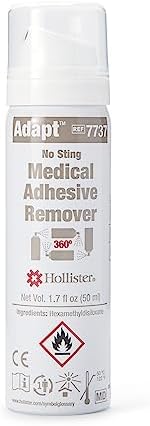 Hollister alcohol free no sting adhesive remover spray can showing application instructions