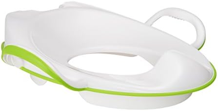 Green Munchkin potty seat with easy grip security handles for toddlers