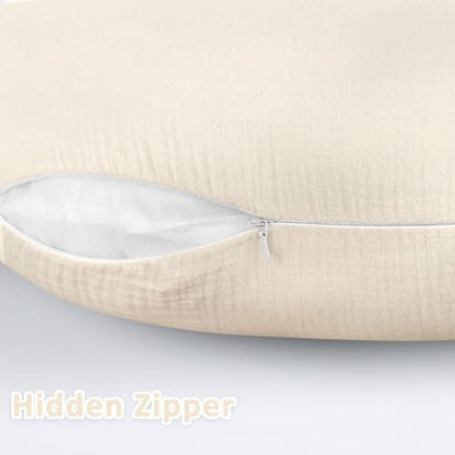 Close up of hidden zipper on DILIMI nursing pillow slipcover