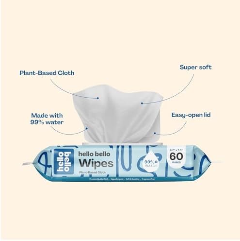 Hello Bello Extra Gentle Unscented Baby Wipes, Plant Based, Made with 99% Water and Aloe for Babies and Kids, 720 Count - Image 6