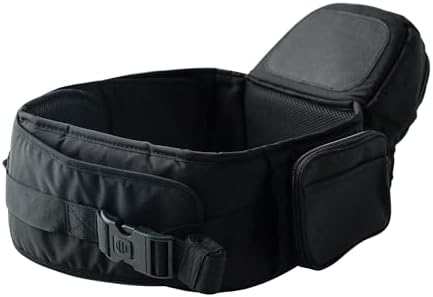 Rear view of the Tushbaby waistband extender attached to a carrier showing a neat and ergonomic fit around the waist.