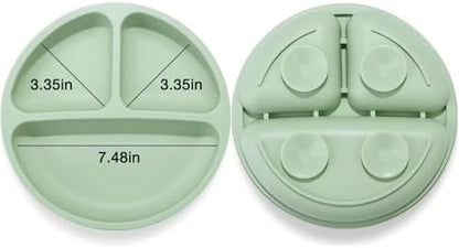 PandaEar toddler suction plate showing three separate food compartments