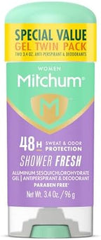Mitchum clear gel underarm stick for women displaying 48 hour sweat protection details