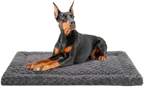 Washable Dog Bed Mat Crate Pad Soft Fluffy Pet Kennel Beds Dog Sleeping Mattress for Large Jumbo Medium Small Dogs, 48 x 30 Inch, Gray - Image 2