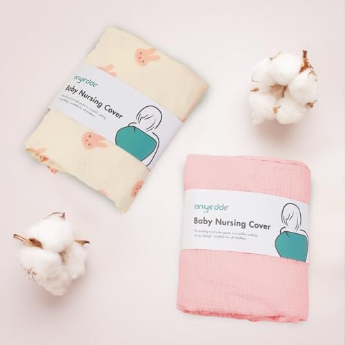 Flat lay of Zdolmy 2 pack muslin nursing covers for baby
