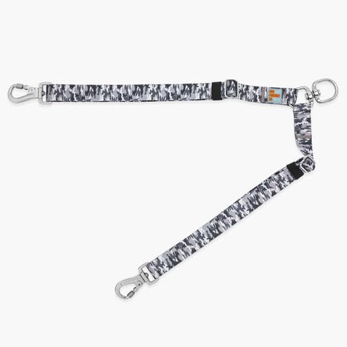 Dog Friendly Co. Leash Splitter in grey camo front view for dual dog walking.