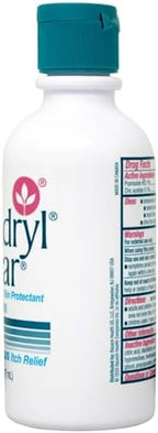 Caladryl Clear 6 ounce bottle showing active ingredients pramoxine and zinc acetate