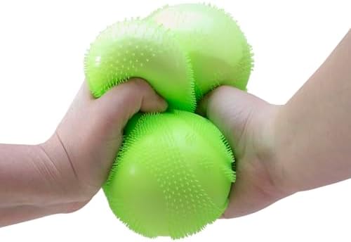 Schylling Super NeeDoh Fuzzball packaging box detailing its four point five inch diameter specification.