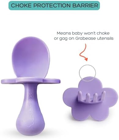 Grabease ergonomic spoon and fork for toddlers with travel pouch