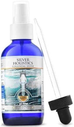 Silver Holistics 4 ounce glass spray bottle for daily immune support application