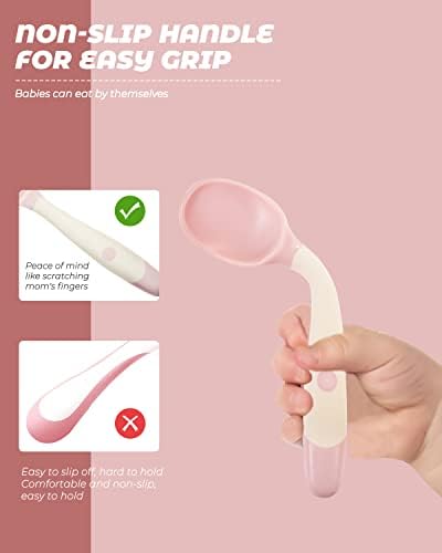 Complete pack of five green and five gray baby-led weaning utensils arranged neatly