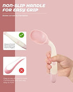Complete pack of five green and five gray baby-led weaning utensils arranged neatly