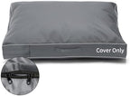 Grey fillable pet bed cover with durable double zipper design