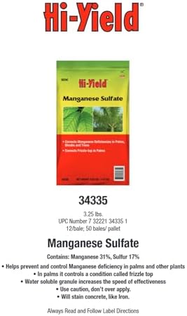 Hi-Yield Manganese Sulfate packaging details for plant nutrient application