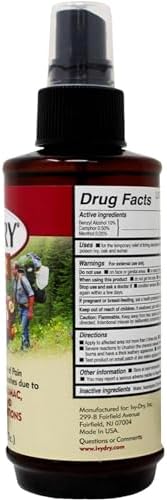 Ivy-Dry anti itch topical spray bottle showing the active ingredients and drug facts label.