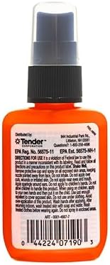 Ben's thirty percent DEET bug spray bottle close up on packaging instructions