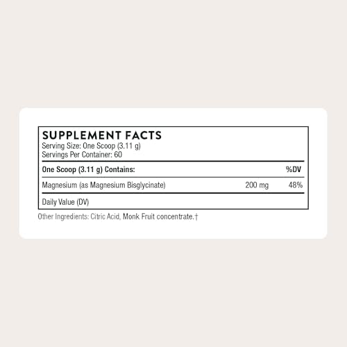 Thorne Magnesium Bisglycinate supplement facts and ingredients panel detail
