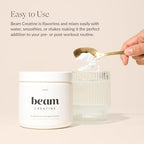 Beam creatine supplement container back label details