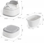 Toddler using Bebamour potty as a stable step stool