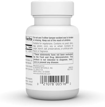 Yeast free USA imported Source Naturals Ultra Chromium Picolinate showing dietary restrictions and certifications.
