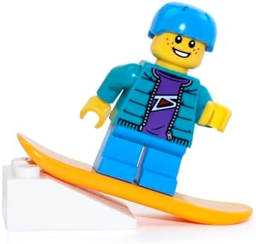 LEGO Snowboarder Boy collectible mini figure riding the bright orange snowboard accessory