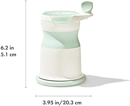 Adding liquid to the baby food mill to control puree thickness