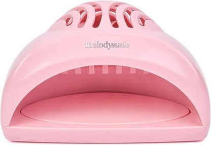 Side view of pink MelodySusie mini nail fan