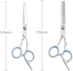 Vestamore hair styling scissors showing blue rubber finger inserts