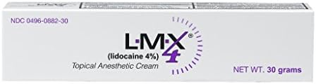 Back label of LMX4 lidocaine cream showing 4 percent active ingredient details.