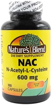 N-Acetyl-L-Cysteine dietary supplement bottle showing 600mg dosage information.