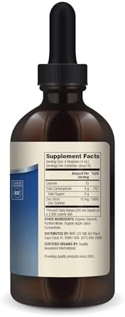Dr. Mercola organic liquid zinc supplement showing supplement facts and ingredient list on label