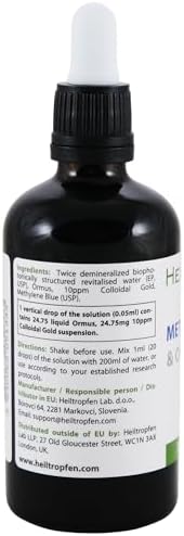 Heiltropfen Methylene Blue And Ormus And Gold dropper and bottle