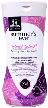 Pack of five Summer's Eve intimate cleansing wash 9 fluid ounce bottles for daily freshness.