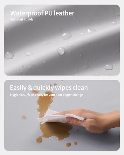 Light gray wipe clean changing pad angled showcase