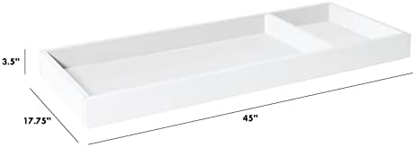 DaVinci white wooden changing tray with side compartments on double dresser