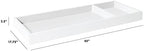 DaVinci white wooden changing tray with side compartments on double dresser