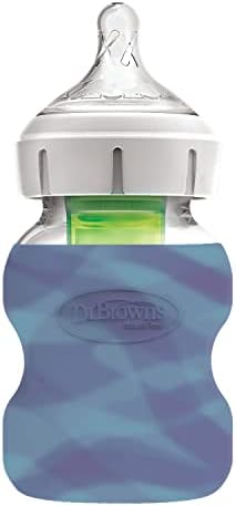 Side profile of Dr. Brown's wide neck bottle with silicone sleeve applied