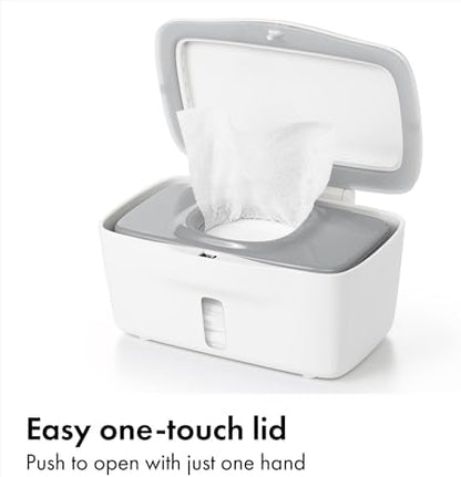 OXO Tot wipes dispenser showing the weighted plate mechanism