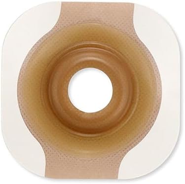 Close up view of the ceramide infused hydrocolloid adhesive on the Hollister two piece convex skin barrier