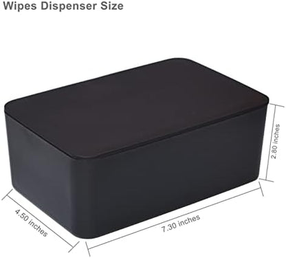 Side angle view of the black wet wipe storage case