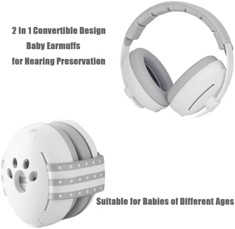 PandaEar gray baby ear muffs in travel ready packaging