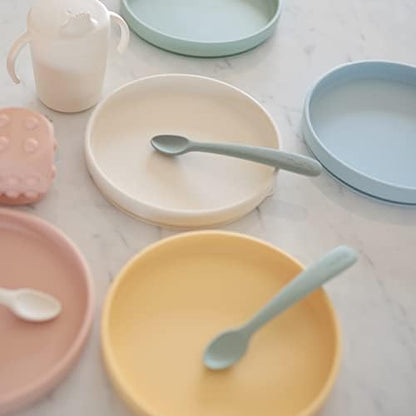 Top view of Mushie BPA-free silicone suction dish