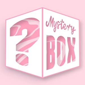 Glam Lux Beauty Bundle Mystery Box front view showing the reusable pink cosmetic bag filled with five full size cosmetics.