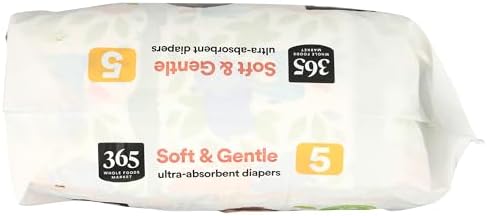 Back packaging design of the chlorine free baby diapers showcasing the twelve hour leak protection details