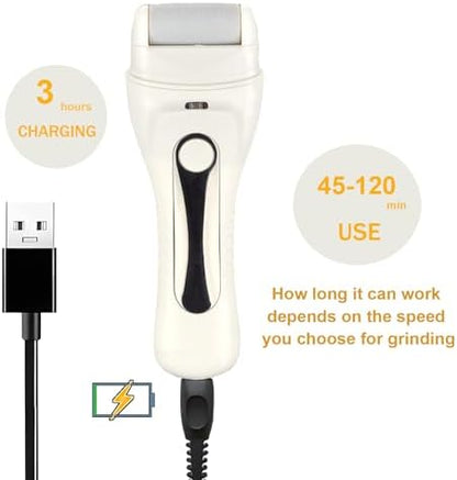 Full product packaging contents of the YONGYAO foot care kit including the white device three rollers and cleaning brush accessory.